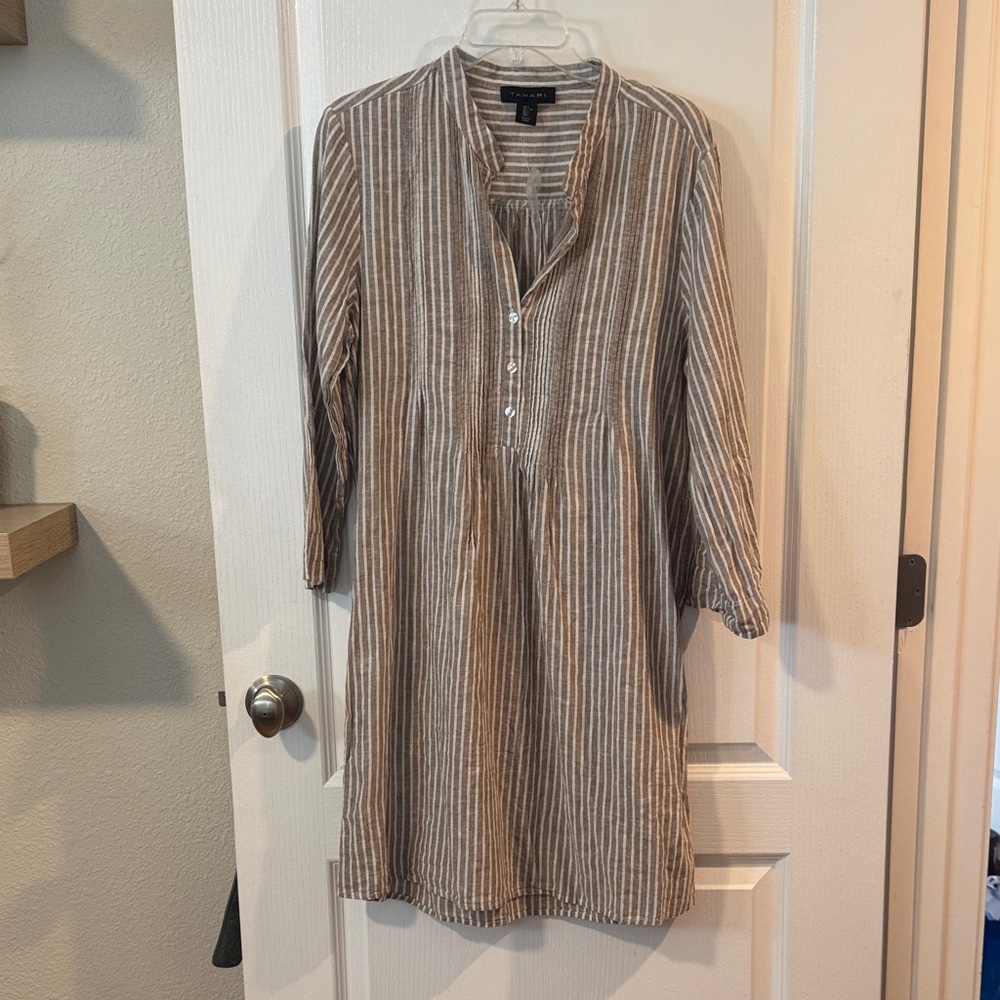 Casual Striped Button Down Shirt Dress